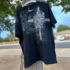 Sinsanity Rhinestone Affliction Inspired Y2K Gothic Cross Tee Unisex